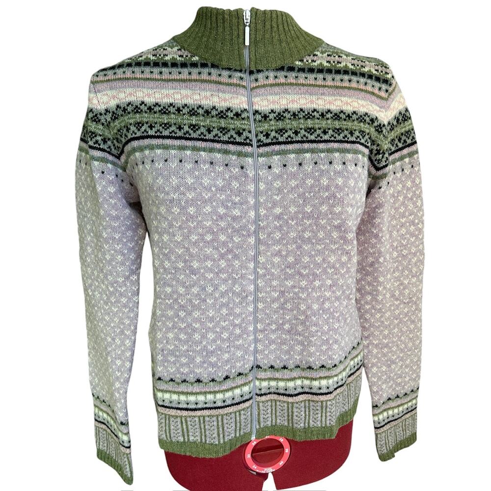 Great Northwest Clothing Co.‎ Medium P 100% Lambswool Nordic Cardigan Sweater